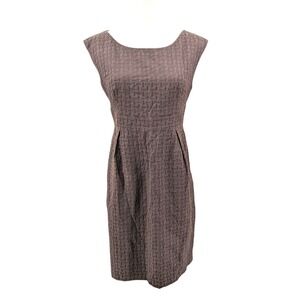 Michael‎ Kors Brown Textured Cutout Back Dress Gold Button Detail Size 4